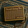 Golden Acrylic Umrah Saving Box | Wooden Islamic Money Bank