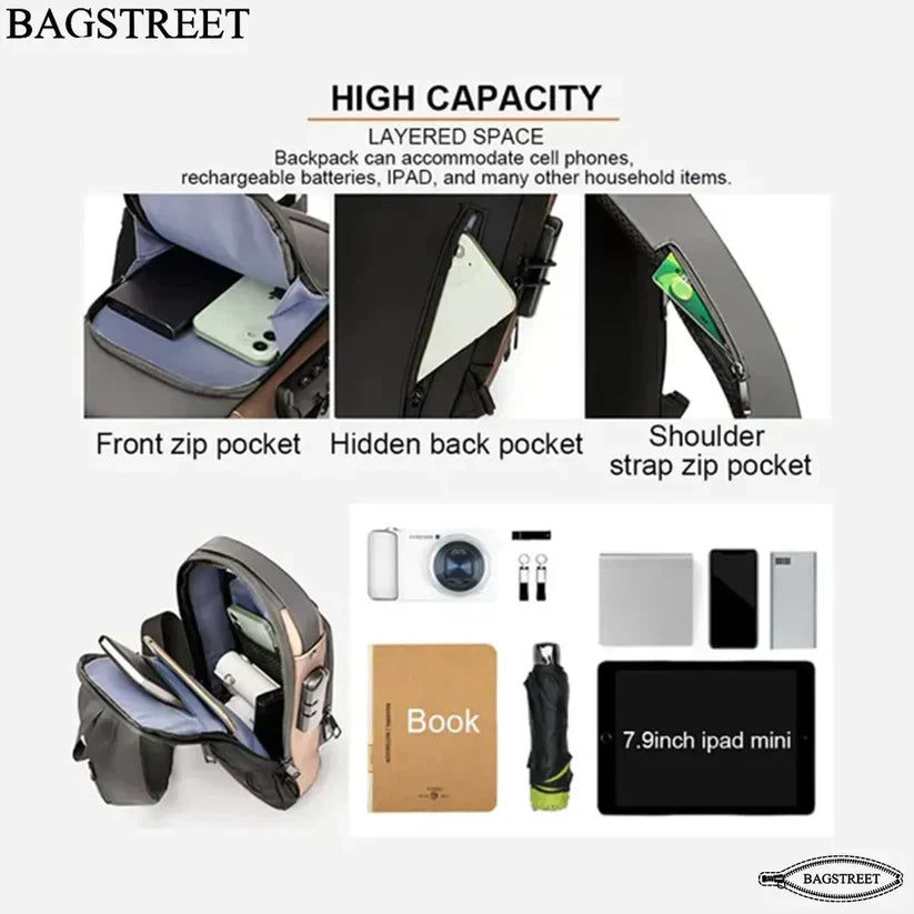Crossbody Tech Sling Bag With USB Charging Port